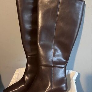 Anne Klein Dark Brown Knee-High Leather Boots